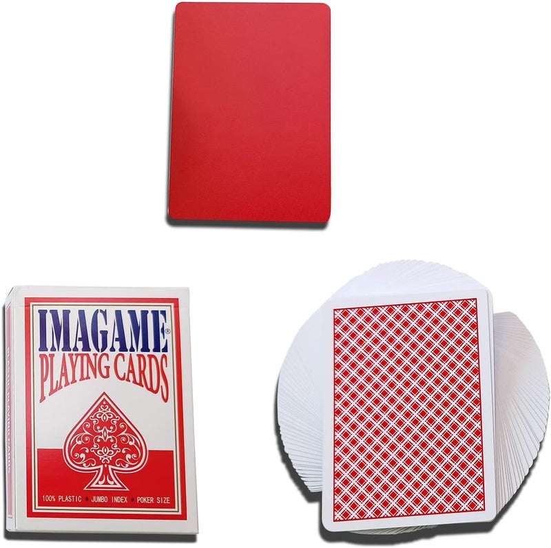 IMAGAME Plastic Playing Cards, Real Poker Size, Casino Quality, Jumbo Index, Exceptional Handing, Waterproof & Washable, Perfect for Texas Hold’em Poker, 1 Red Deck - Image 4